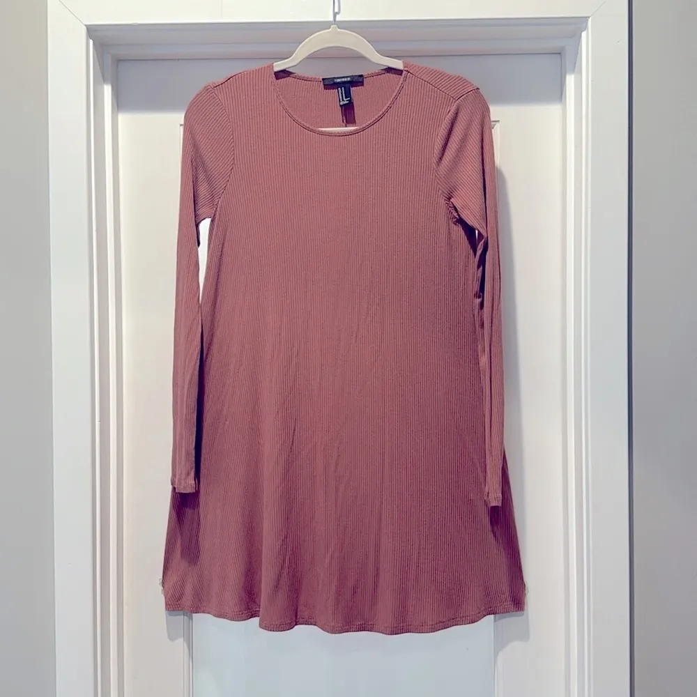 Forever 21 Brown Ribbed Long Sleeve Dress Size M - Image 2