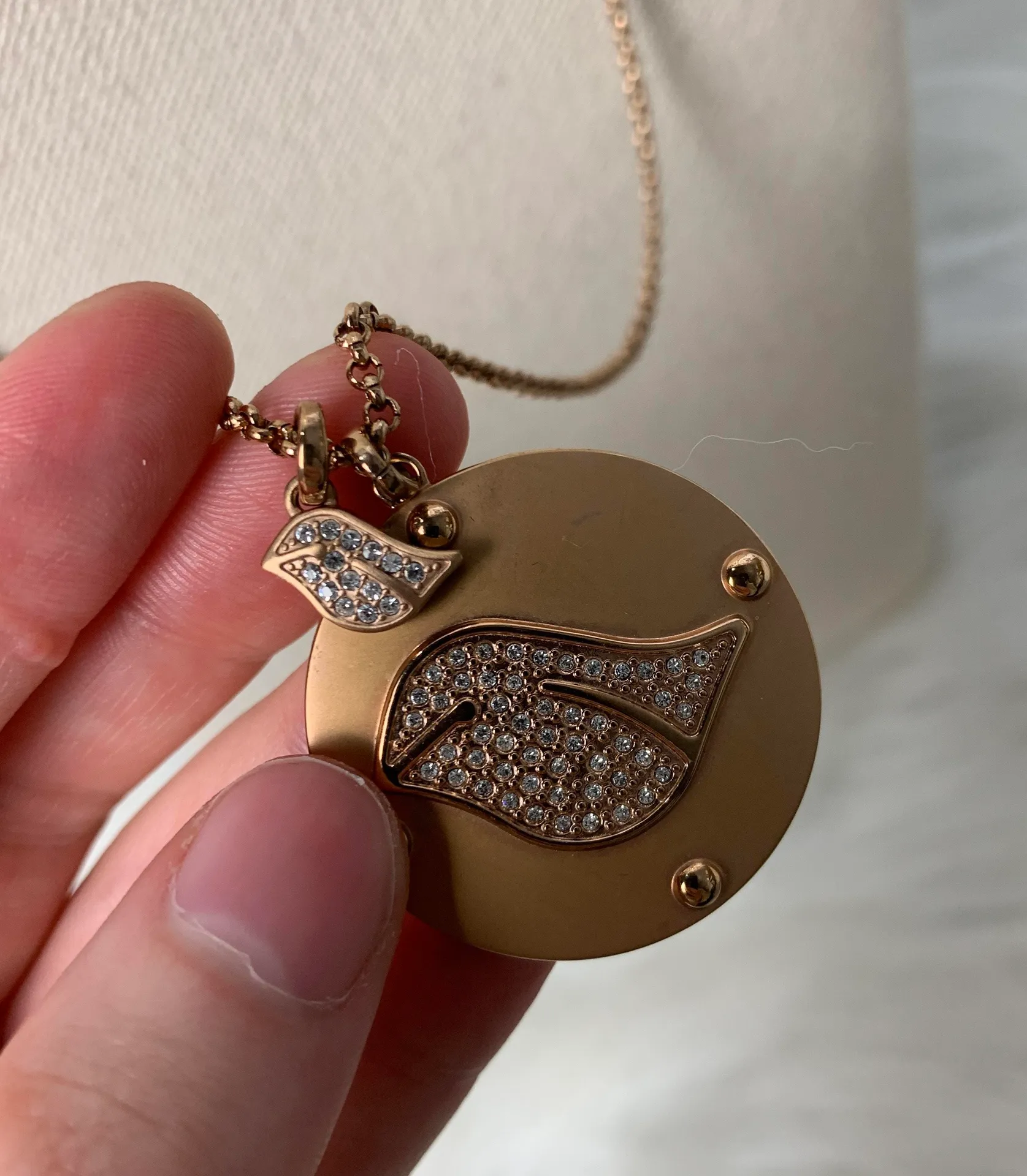 Bronze Rhinestone Bird Pendant Necklace - Image 3