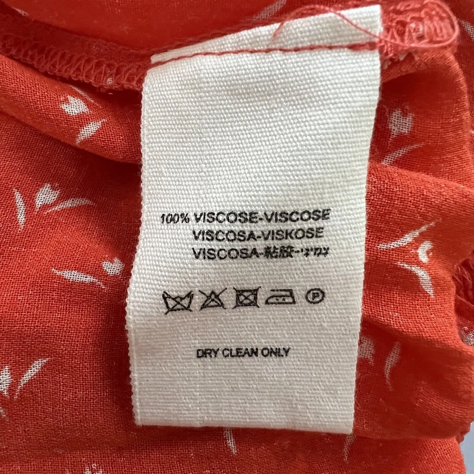 Free People Shirt Women Extra Small Orange White Floral Colette Bohemian Peasant - Image 8