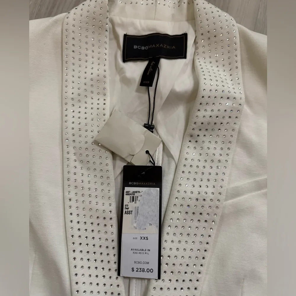BCBGMaxAzria White Tuxedo Vest with Crystal Studs – XXS – NWT - Image 5