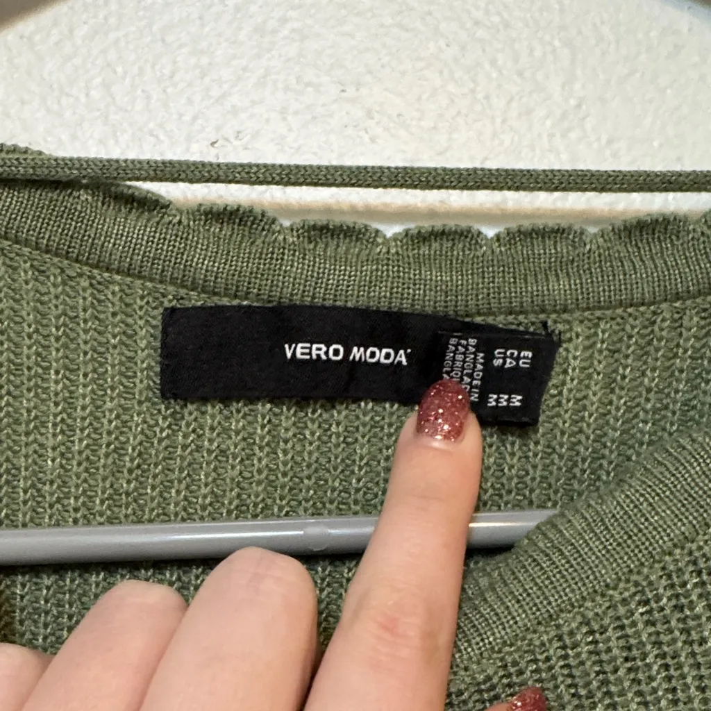 Olive Green Vero Moda Women's Knit Top - Image 3