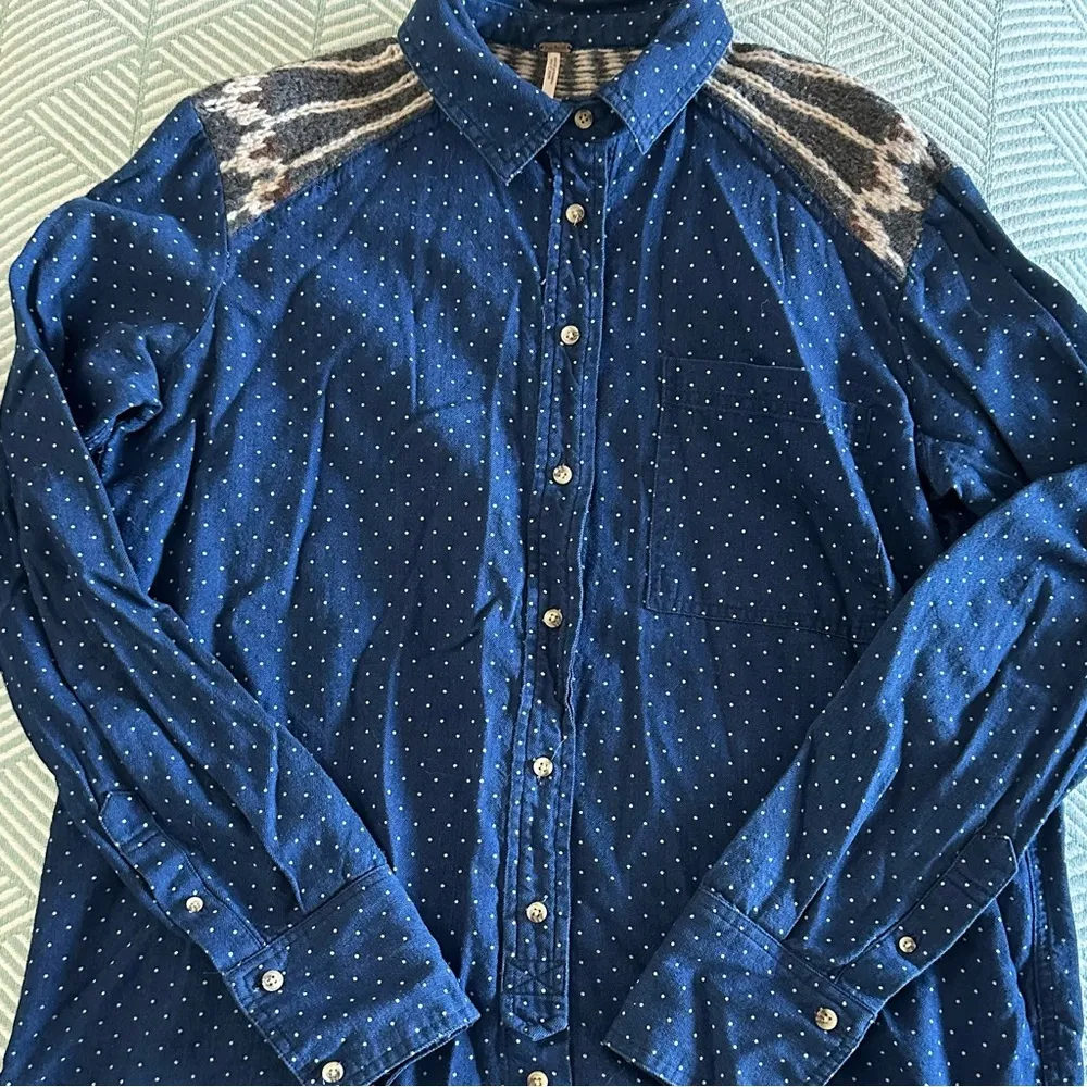 Free People Sage Printed Contrast Shirt - Image 5