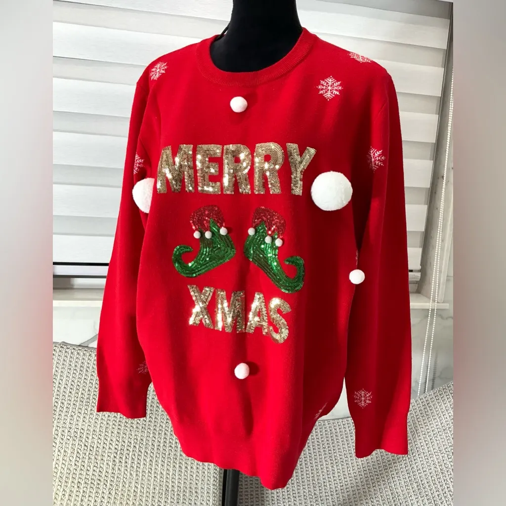NICE❤️CHRISTMAS sweater 🎄🎄🎄 Red Size XL - Image 2
