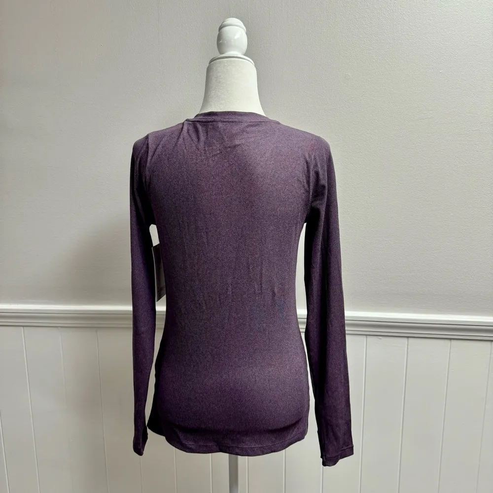 NEW Athleta Uptempo Ribbed Henley Long Sleeve Top Shirt Purple Small Petite NWT - Image 12