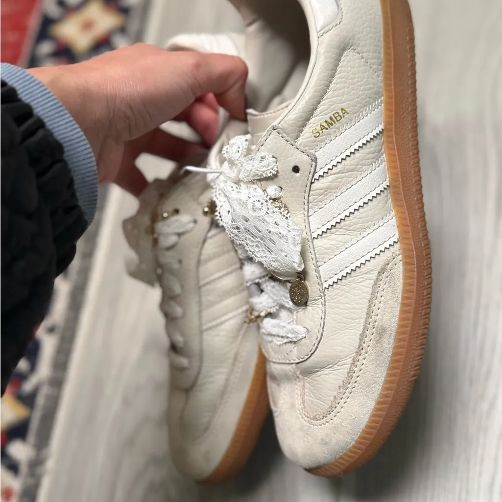 Adidas Samba OG in Aluminum/Chalk White/Wonder Beige - Image 6