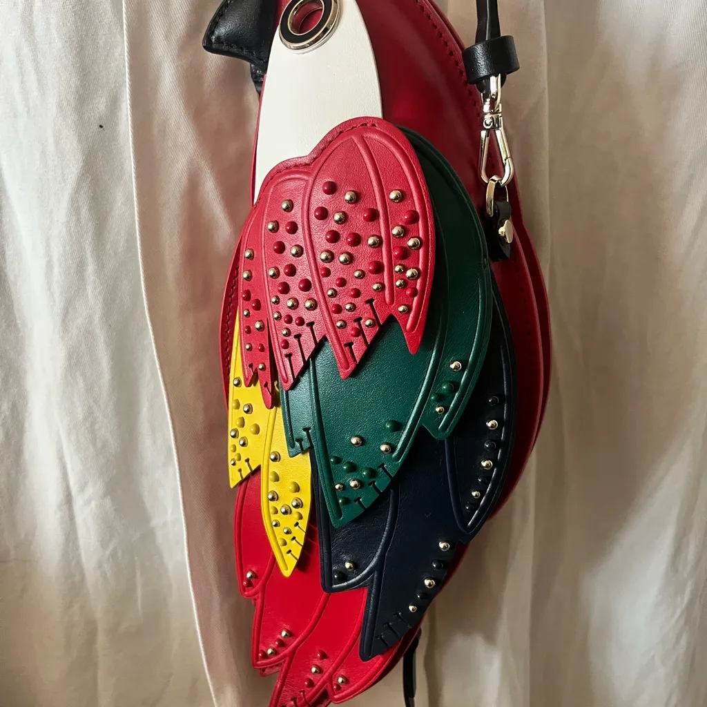 Kate Spade RIO 3D parrot italian leather crossbody SAMPLE BAG NEVER USED Red - Image 6
