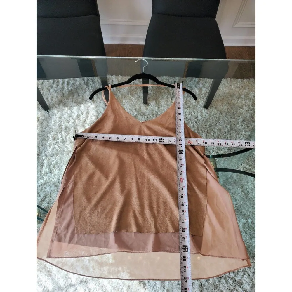 Sans Souci Womens Brown Suede 100% Polyester V Neck Sleeveless Top Blouse Size L - Image 8