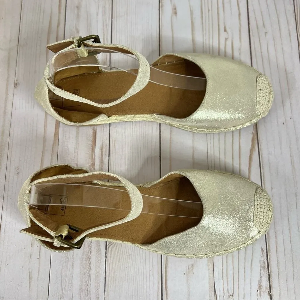 14Th & Union espadrille shoes 10 cream silver metallic leather ankle strap flat - Image 3