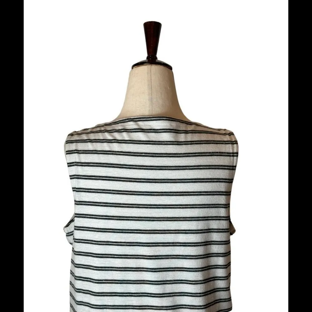 Athleta White And Gray Striped Linen Blend Sleeveless Athletic Vida Dress Size S - Image 5