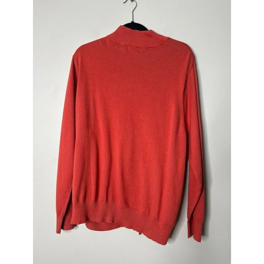 Studio Works Cardigan Sweater Womens 3X Rust Orange Full Zip Cotton Fall Autumn - Image 3