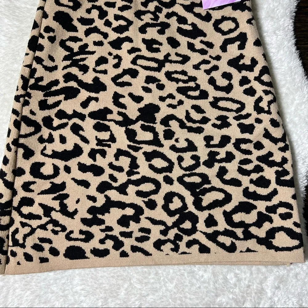 NWT Chic Wish Leopard Print Knit Flare Skirt - Image 3