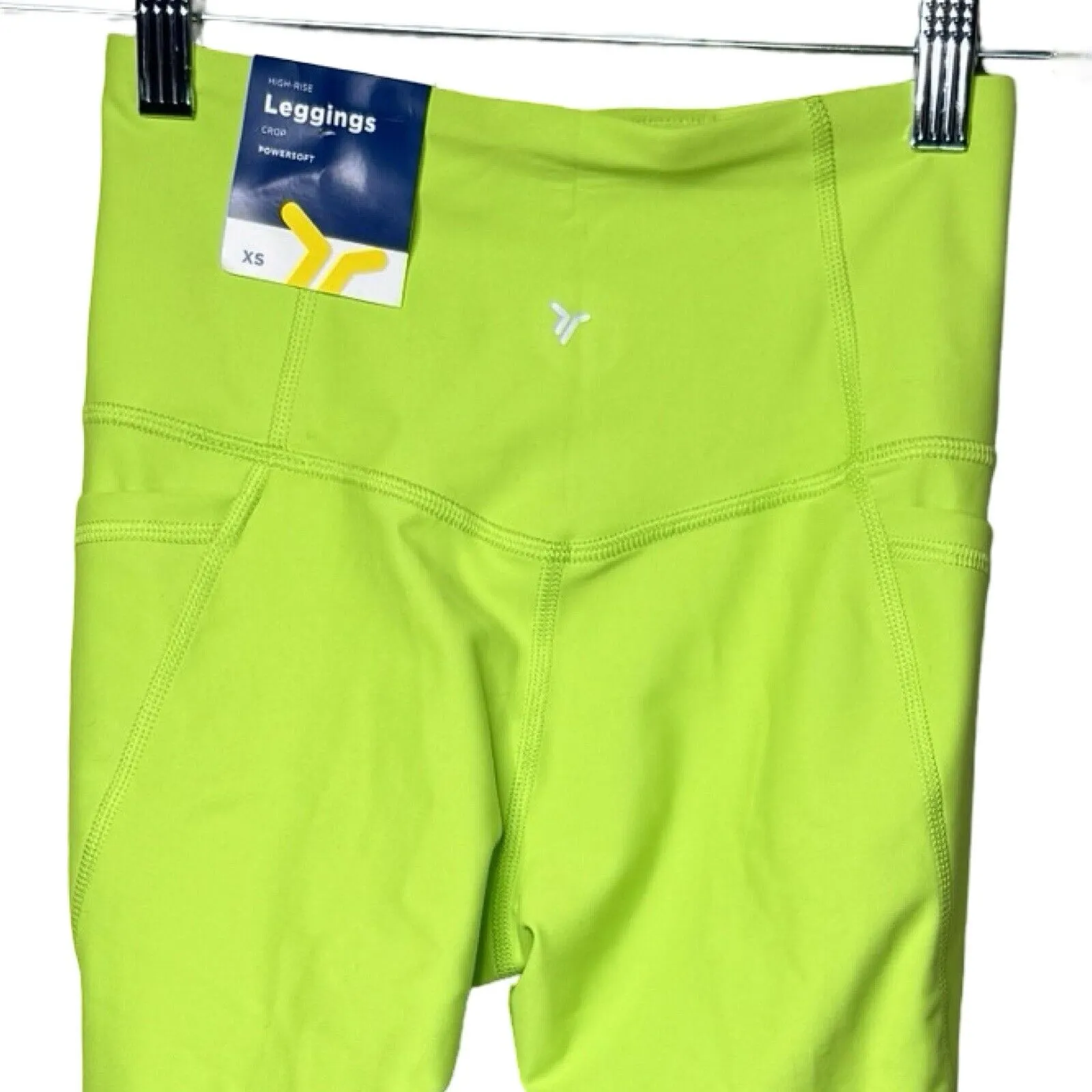 Old Navy Active Leggings Womens XS Neon Green Cropped Athleisure High Visibility - Image 4