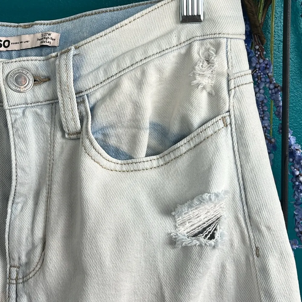 So brand 527 super high-rise, wide leg, bleached out lightly distressed jeans - Image 5