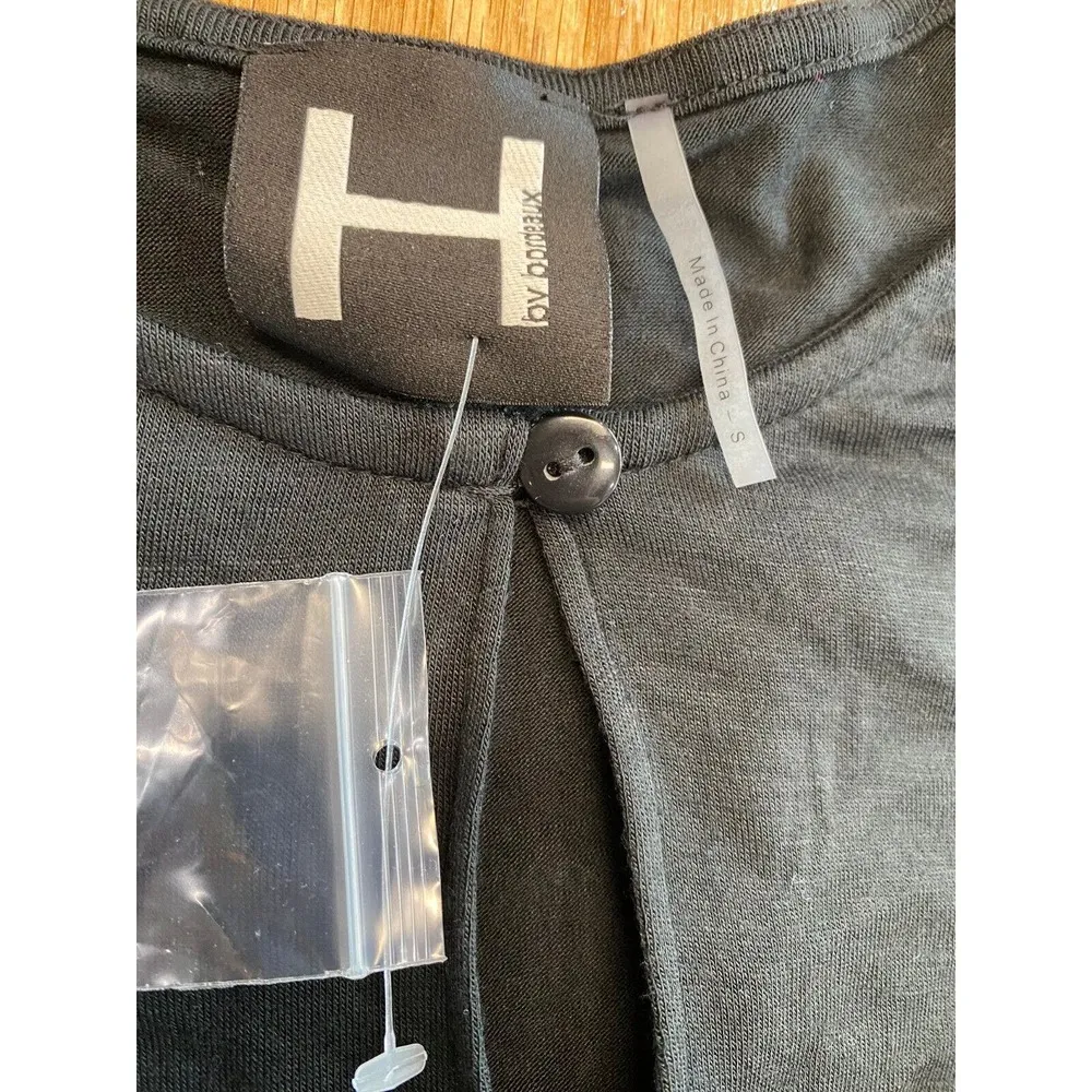 H by Bordeaux Blouse Women's Small Blue 100% Cotton Puff Sleeve Crew Neck B62 - Image 2