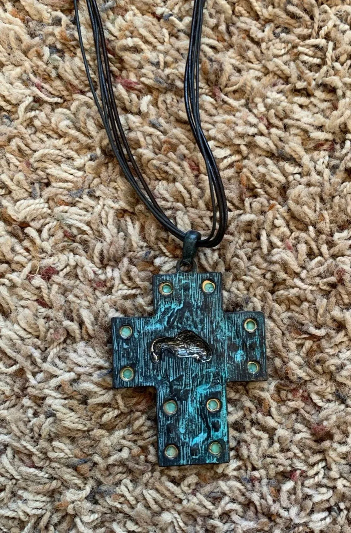 Cowgirl Necklace & Earrings Set Blue - Image 2