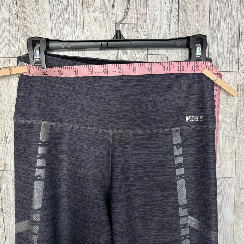VICTORIAS SECRET PINK ULTIMATE Womens Heather Gray Metallic Leggings Sz M - Image 7