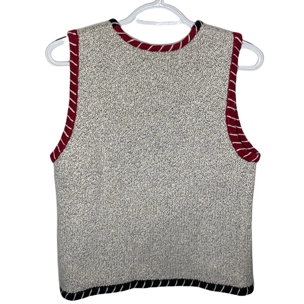 Vintage Christopher & Banks tipped embroidered zip cotton ramie blend vest sz M - Image 23