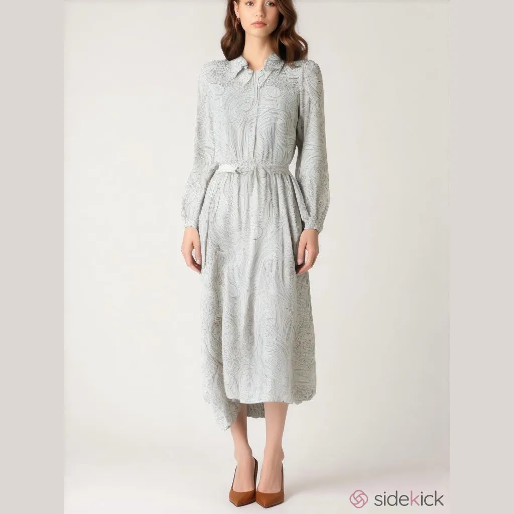 Vintage Liz Claiborne Paisley Geometric Shirt Dress Belt - Image 3