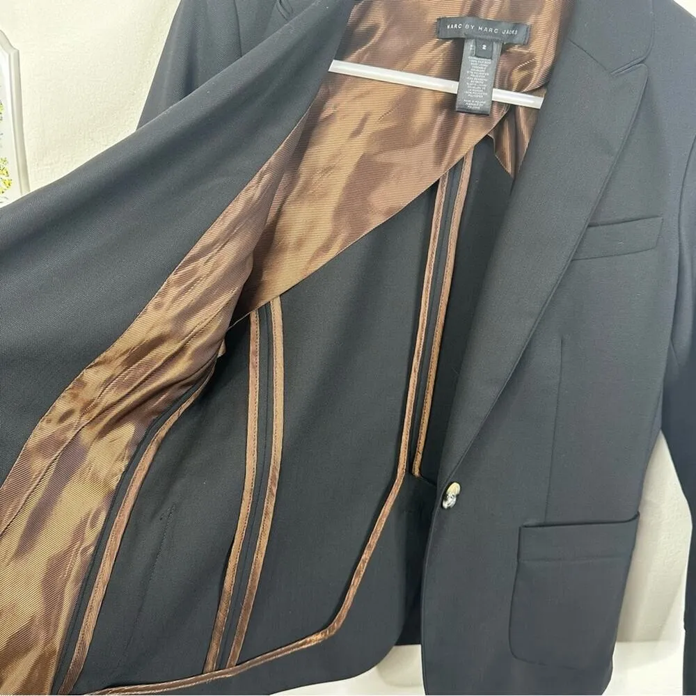 Marc by Marc Jacobs  Women’s Size 2 Wool Blend Black One Button Blazer Jacket - Image 8