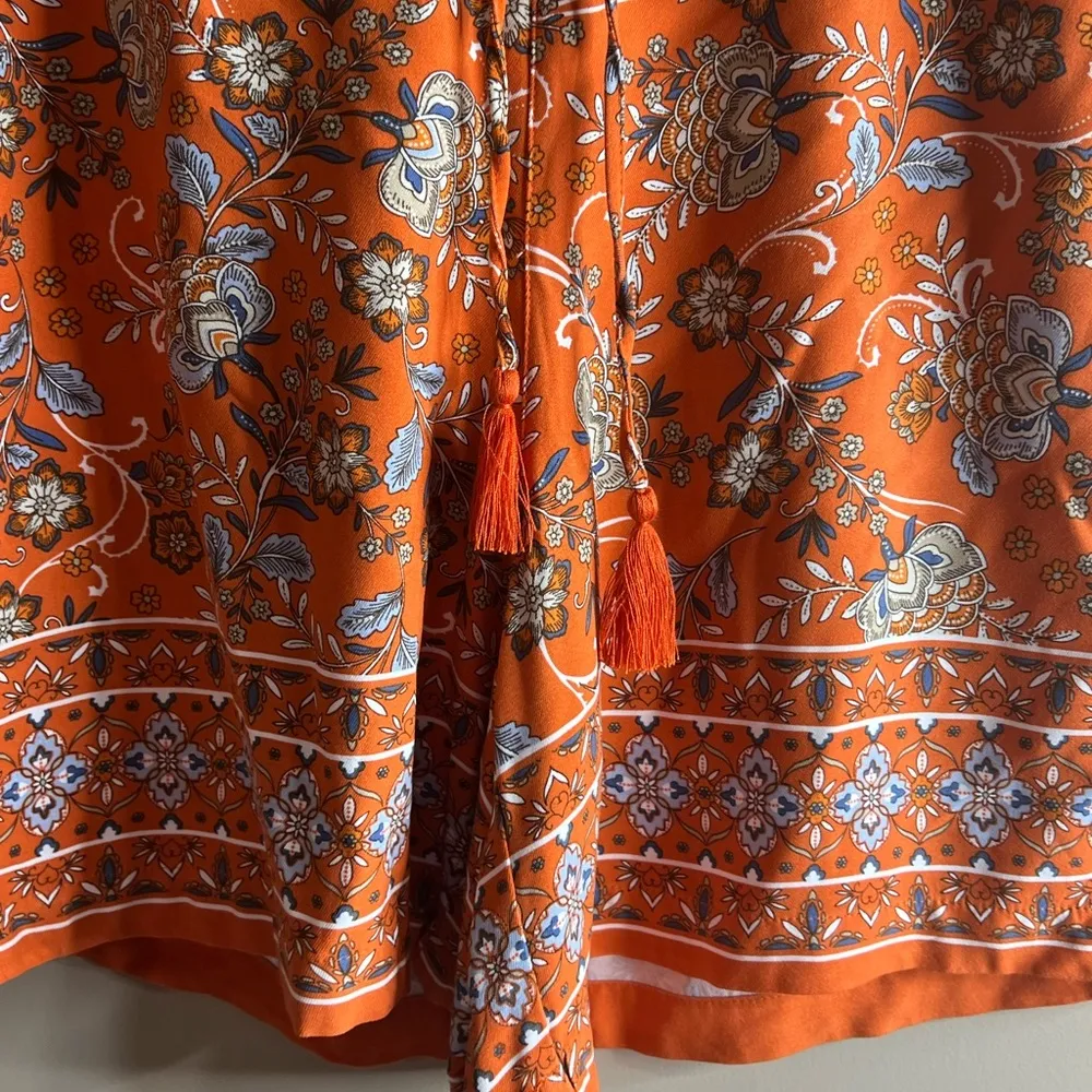 J Jill orange paisley print boho shorts size large - Image 5