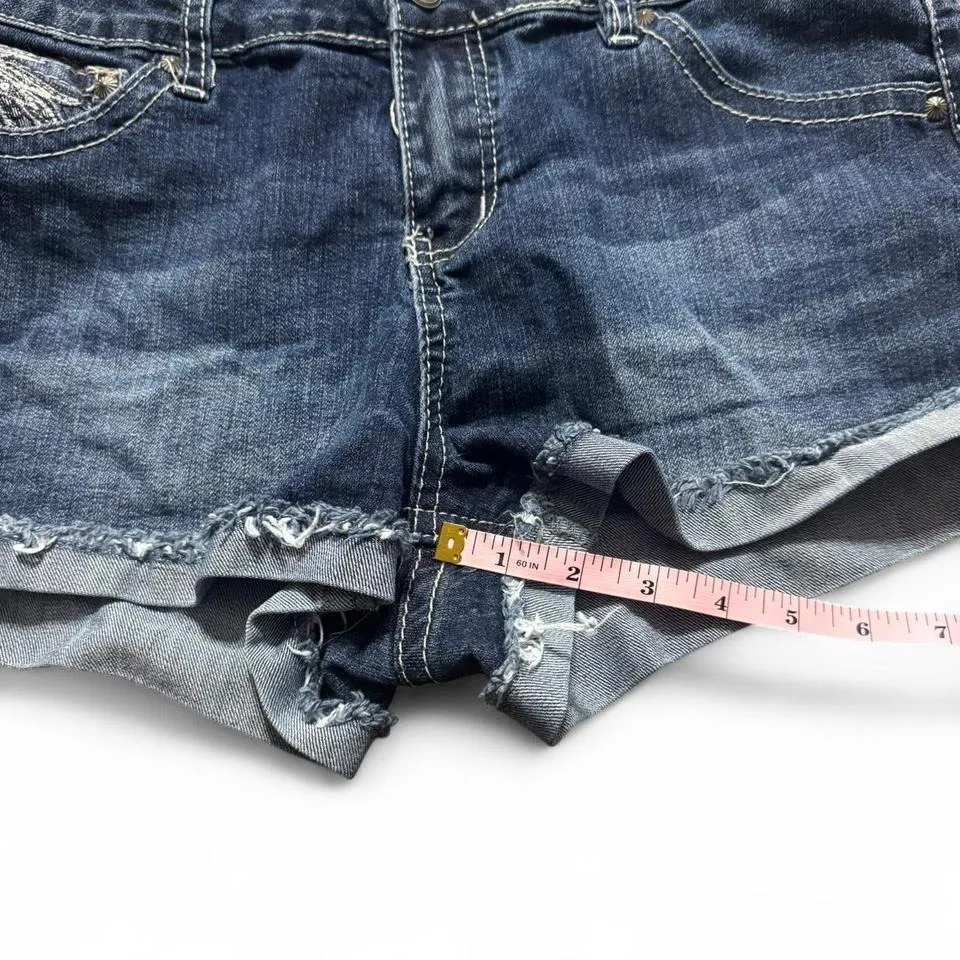 ZCO Jeans Premium Mini Y2K Bedazzled McBling Shorts Angel Wings Grunge Country - Image 7