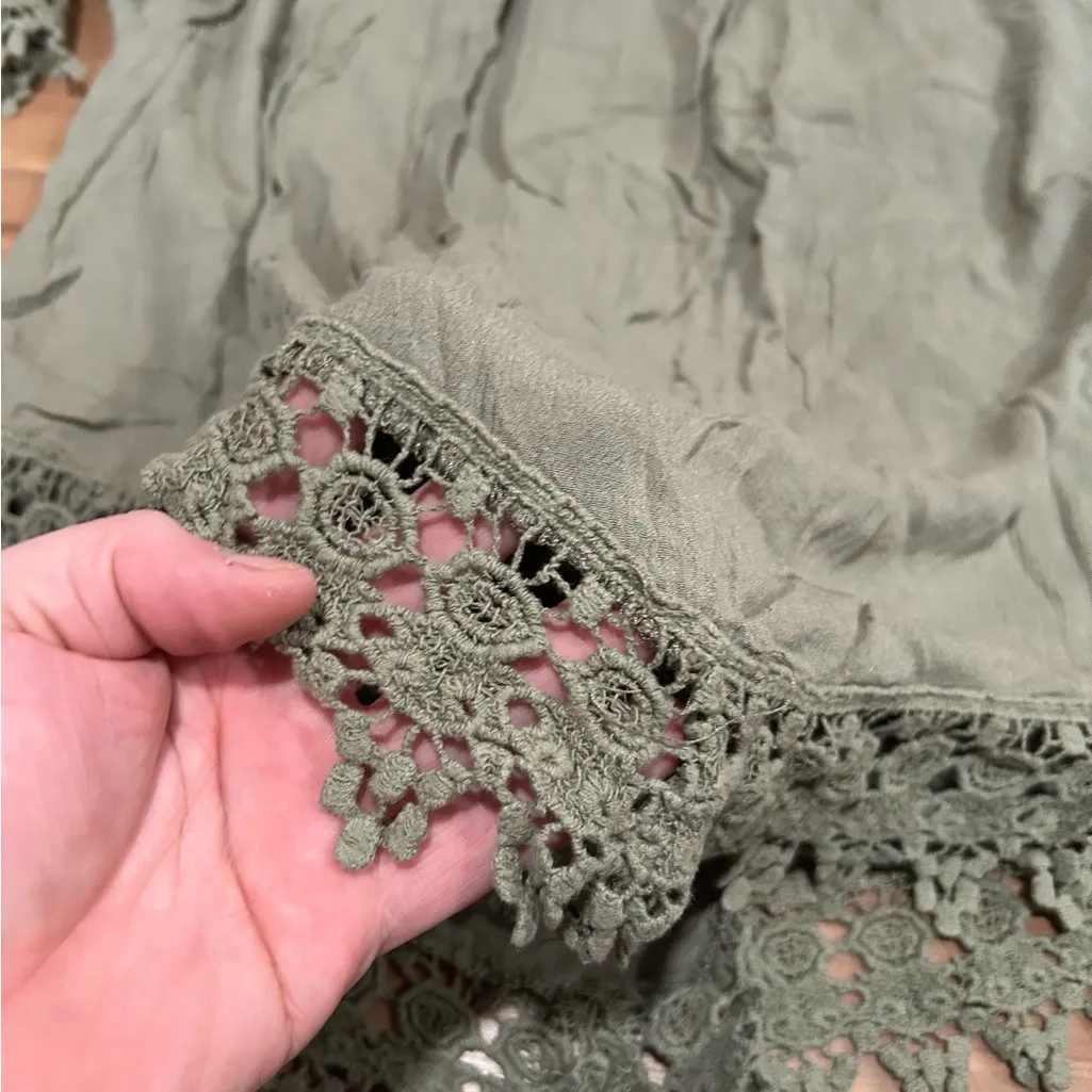 NY Collection Sage Lace Trim One Sized Bohemian Top - Image 2