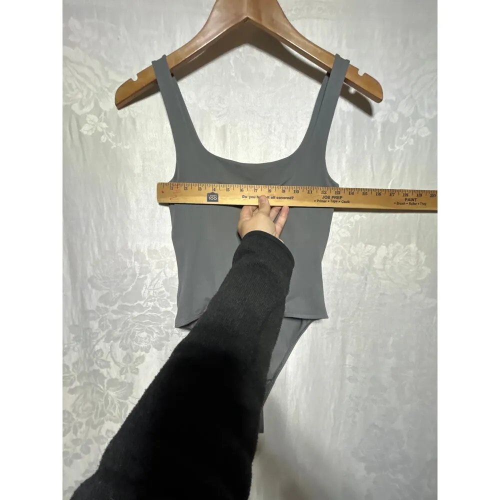 Good American Bodysuit 2 Medium Gray Tank Top Shelf Bra Made In USA - Image 6