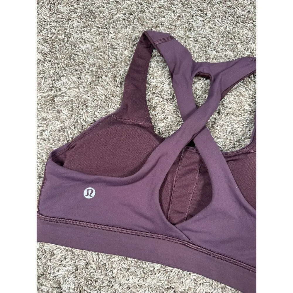 Lululemon Time To Sweat Bra Arctic Plum Purple Sports Bra Open Twist Back Size 6 - Image 4
