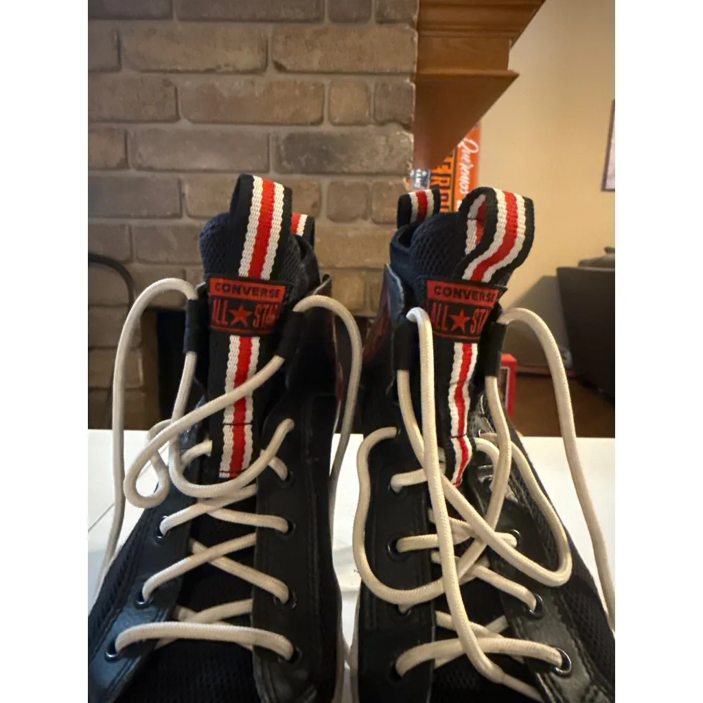 Converse All Star M7/W9 Black & Red High-Top Sneakers - Image 4