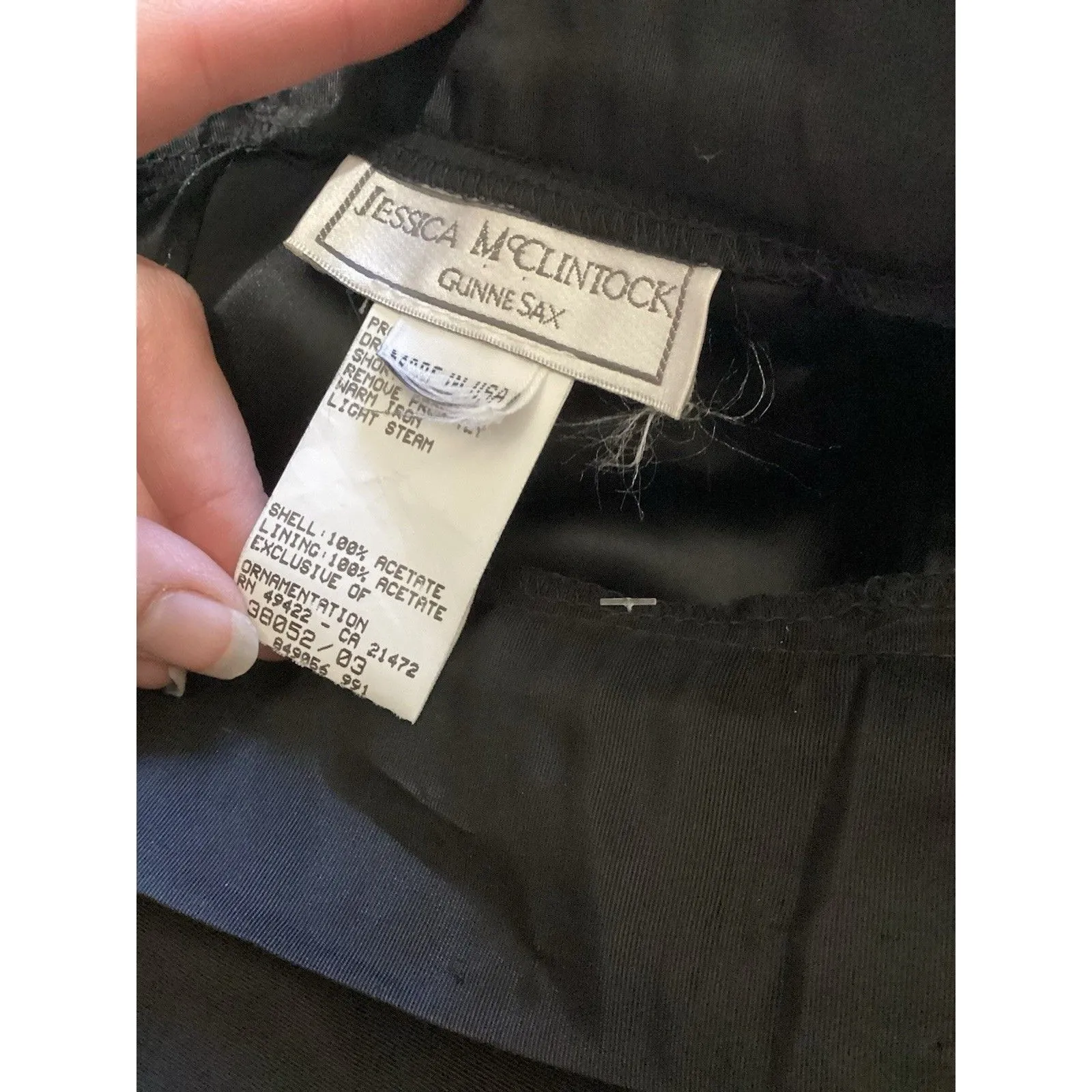 Vintage Jessica McClintock Gunne Sax Black Long Skirt Rosette on Back 4 - Image 6