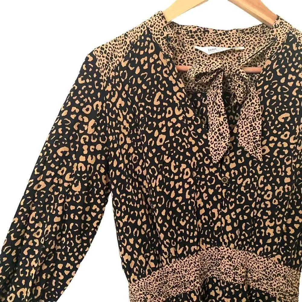 ZARA Leopard Print Mini Dress Sz Sm‎ - Image 3