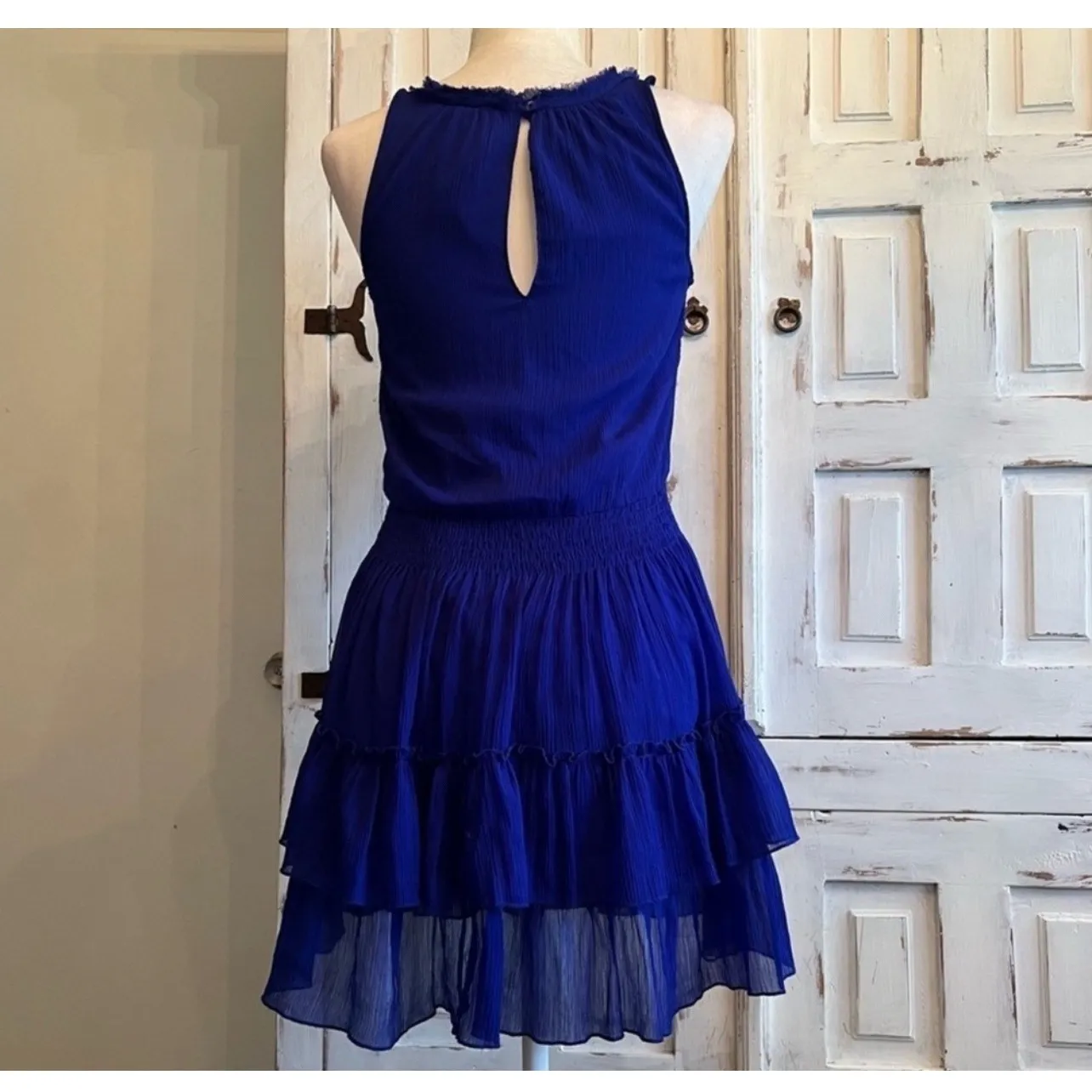 Zara Trafaluc Blue Tiered Ruffle Mini Dress Party fairycore Mermaidcore Small - Image 7
