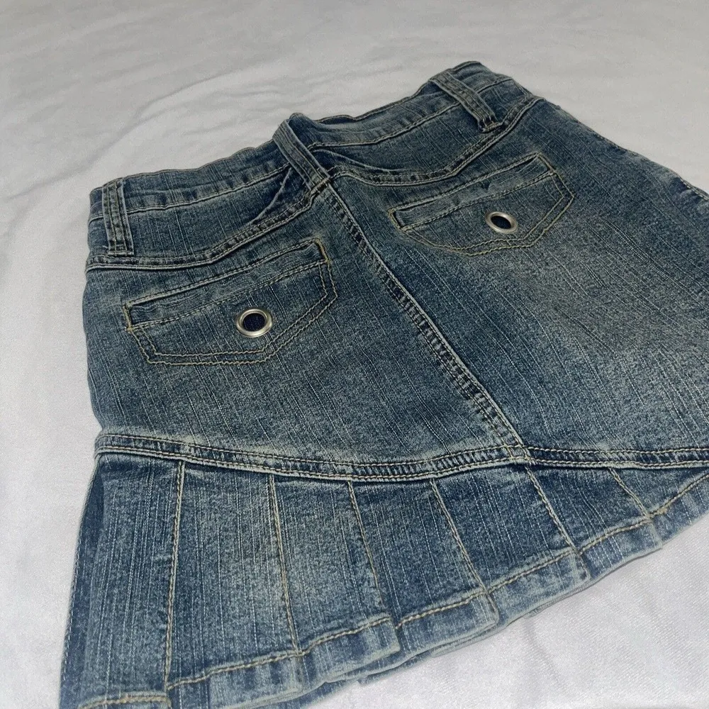 Y2K Vanilla Star Micro Mini Denim Skirt Pleated Juniors Sz 1 - Image 7