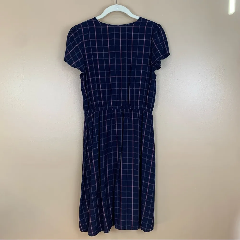 OLD NAVY Plaid Short Sleeve Midi Dress Small - Image 3