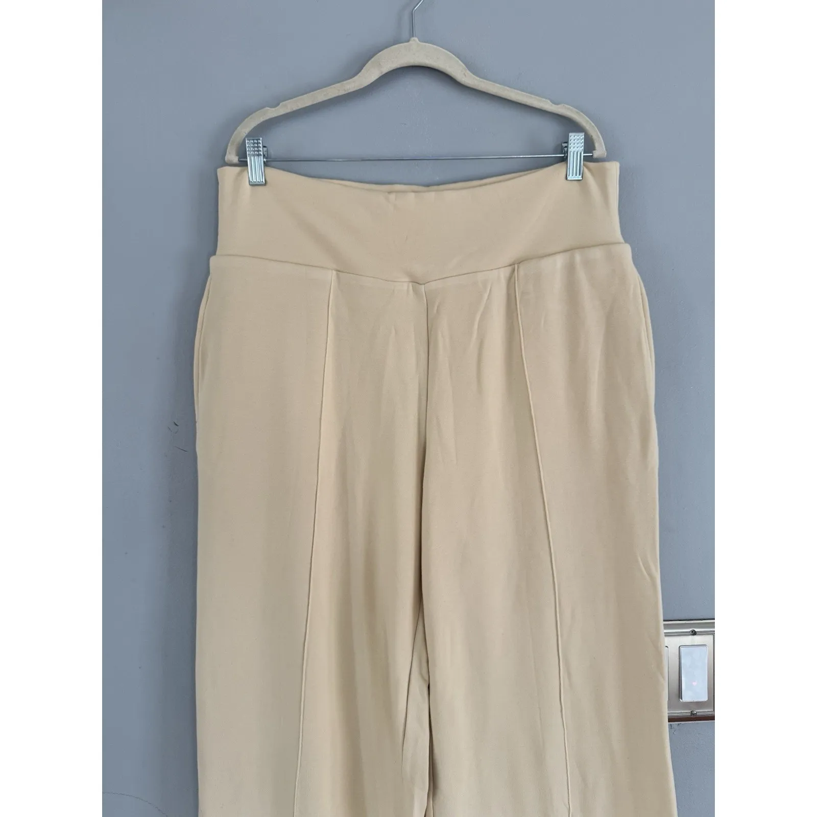 NWT OGL Tummy Warmer Pin Tuck Pants Beige Wide Leg Women’s Size XL - Image 3