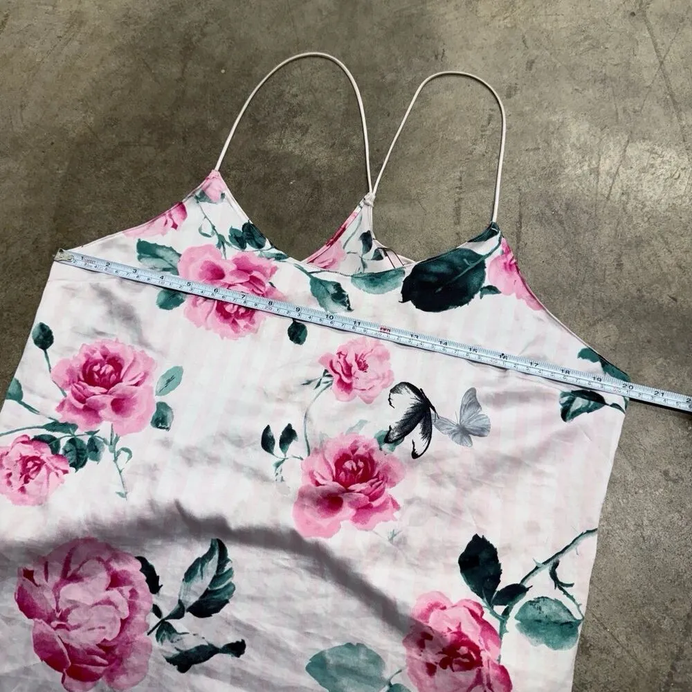 Victoria's Secret rose pink striped satin tank with butterflies - Image 3