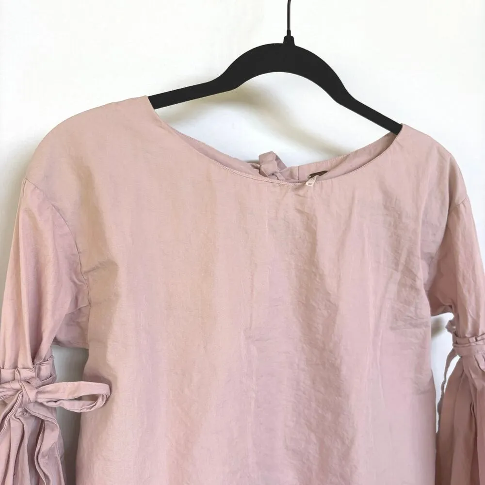 Free People Pink So Obviously Yours Bell Sleeve Coquette Bow Ballet Top XS - Image 3