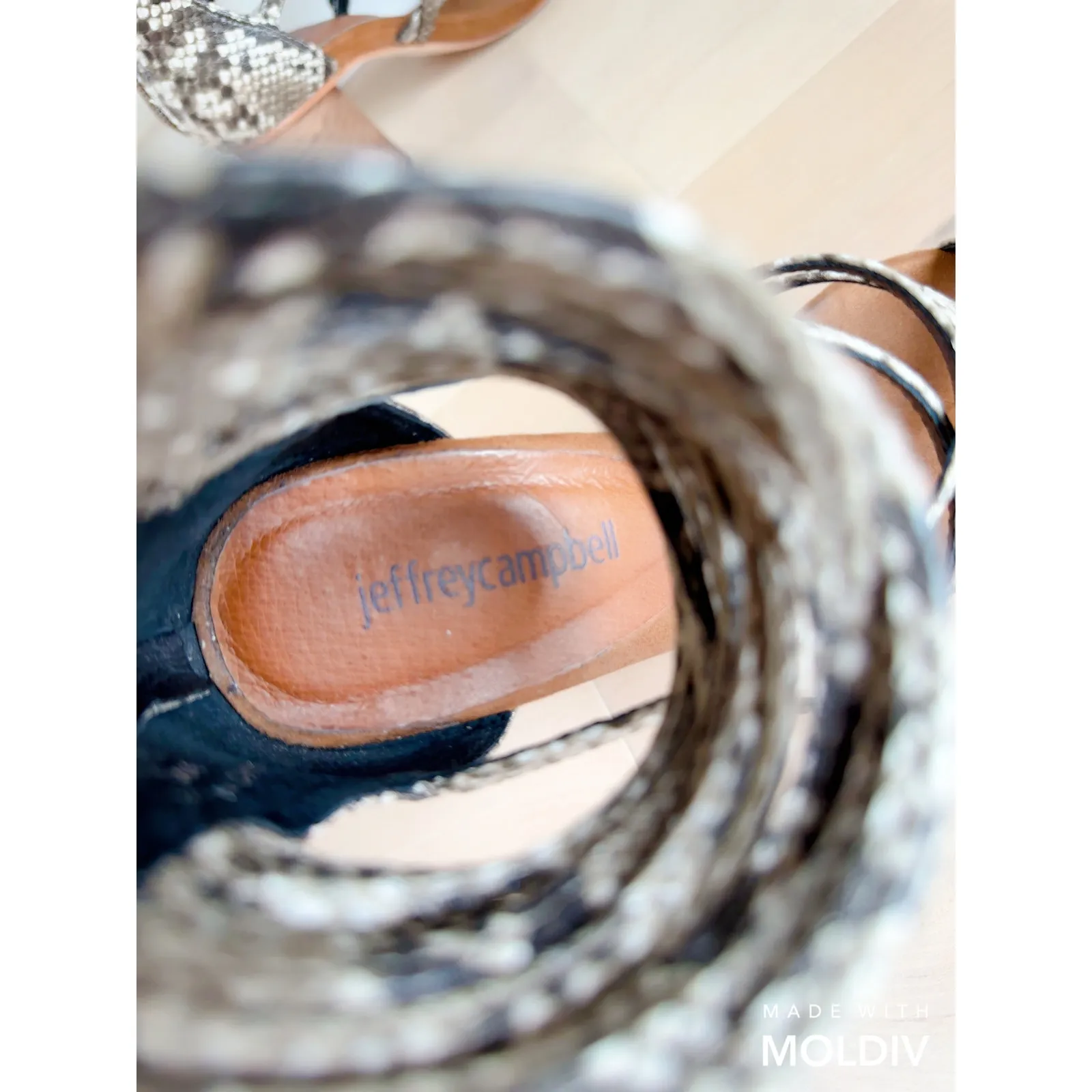 Womens Heels Size 6 Snake Print Block Heel Free People X Jeffrey Campbell Summer - Image 4