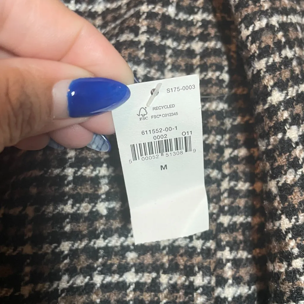 Old Navy Blazer Jacket Size Medium Brown Houndstooth 2 Button Wool Blend - Image 4