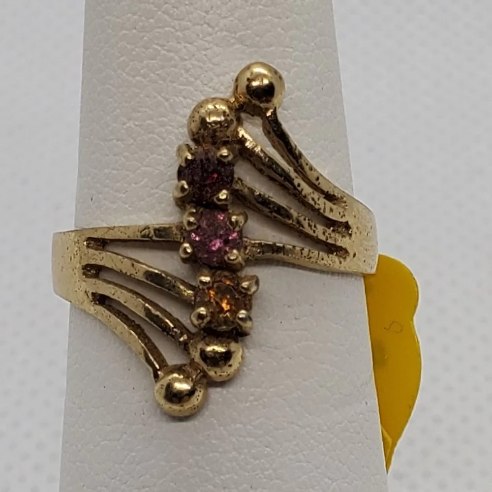 NWT Gold Tone, Red, Pink, & Yellow Rhinestone Ring Red - Image 2