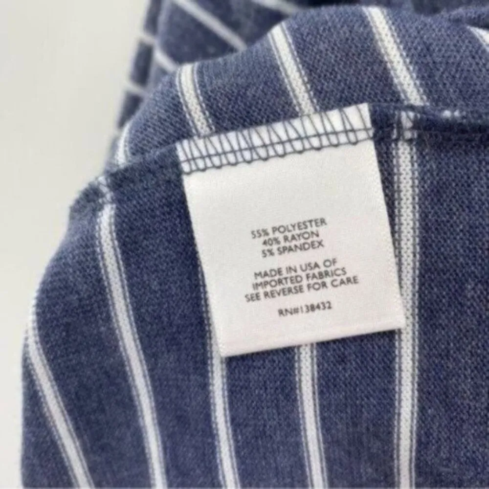 Peplum Long Sleeve Knit Top Blue White Striped - Image 7