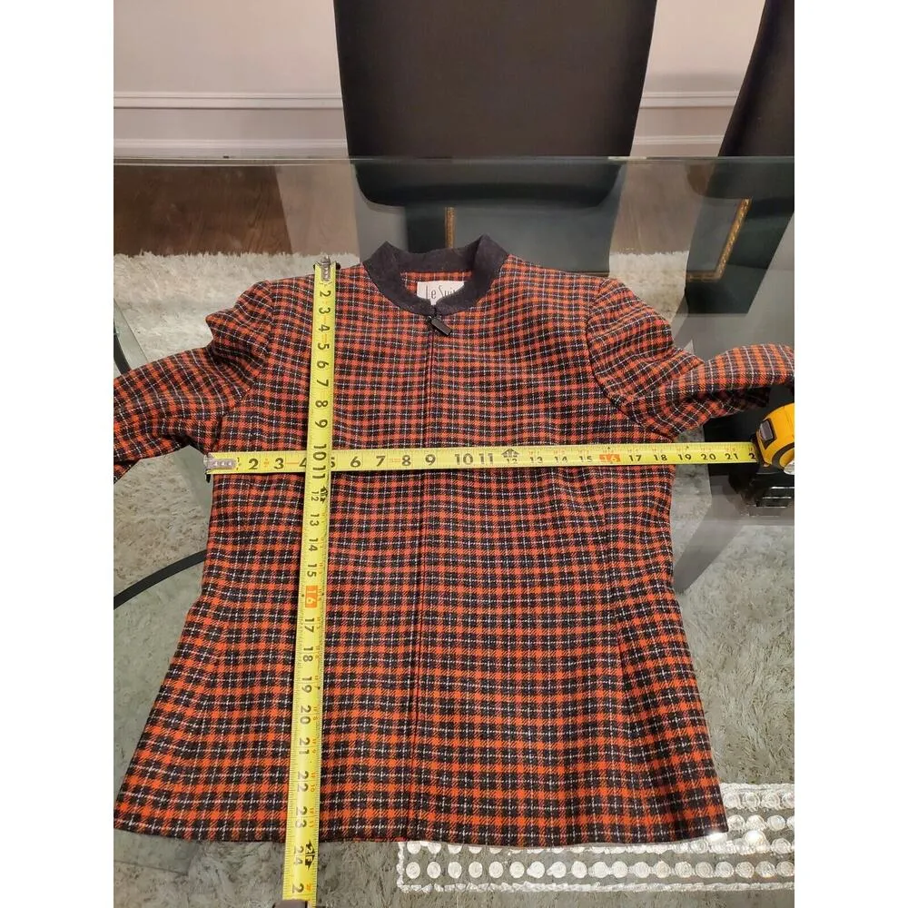 Le Suits Women's Gray & Orange Wool Long Sleeve Full Zip Front Casual Jacket 8 - Image 6