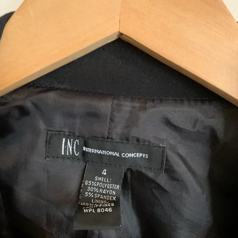 INC Womens Size 4 Black Jacket Blazer International Concepts One Button Lined - Image 4