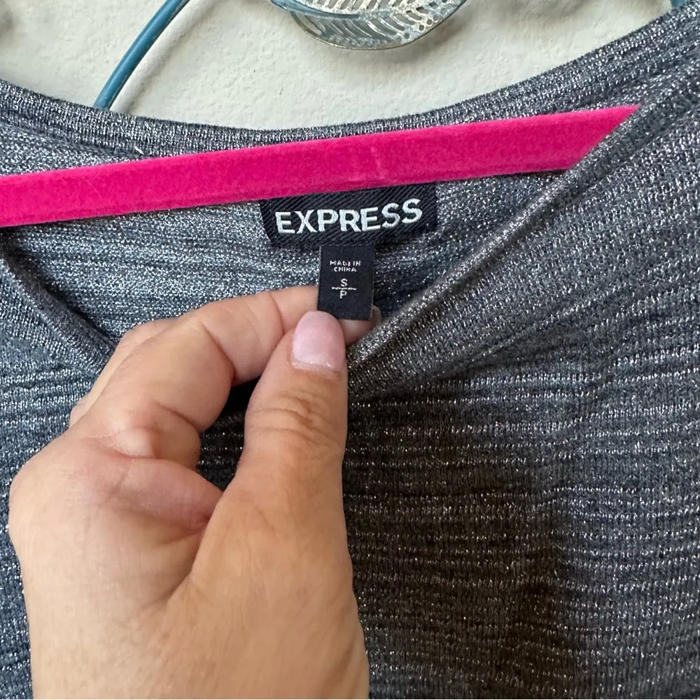 ❤️Express grey & metallic silver sparkle sweater S  CLEARANCE - Image 5