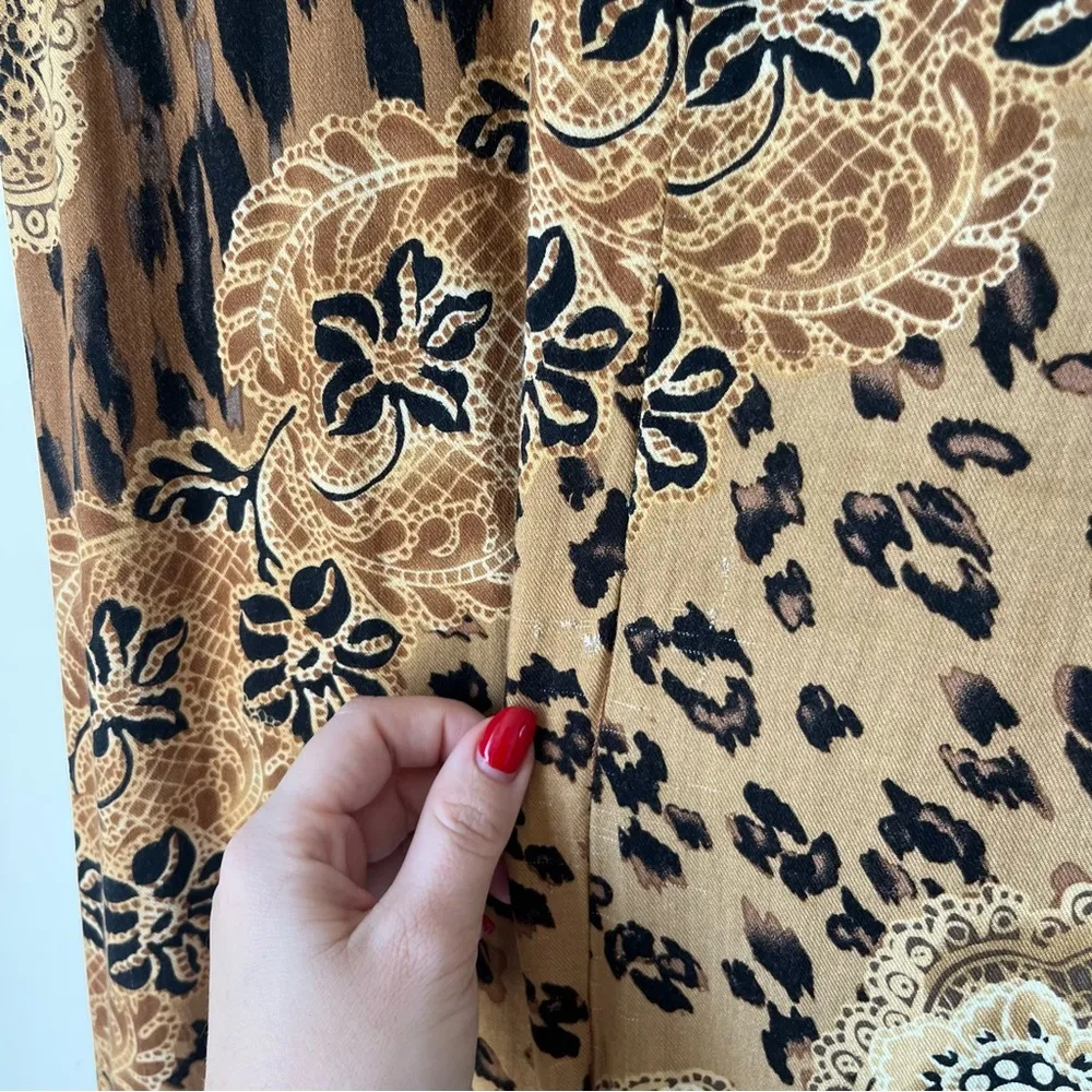 Vintage 90s Floral Animal Print Ruffle Midi Dress M Multiple Size M - Image 3