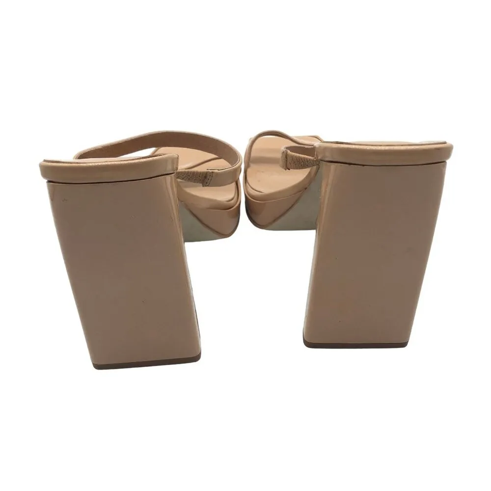 Jeffrey Campbell Hustler Patent Leather Beige Square Toe Block Heel Sandals 10 - Image 5