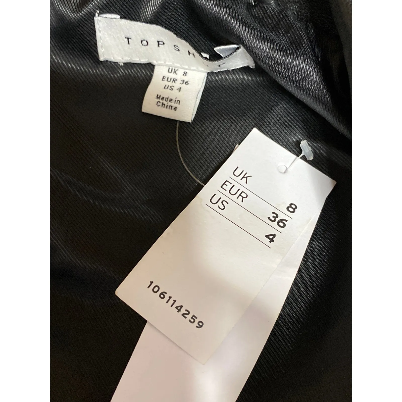 NEW Topshop Women's Black Faux Vegan Leather Zip Up Long Sleeve Moto Jacket Sz 4 - Image 4