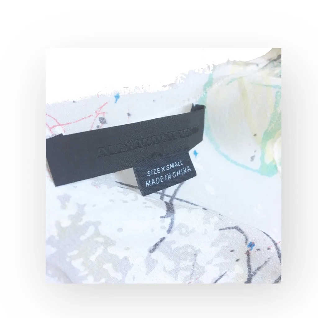 new Alexander Wang ✰ Iconic Doodle Print Silk Tank ✰ White with Multi Print ✰ XS - Image 7