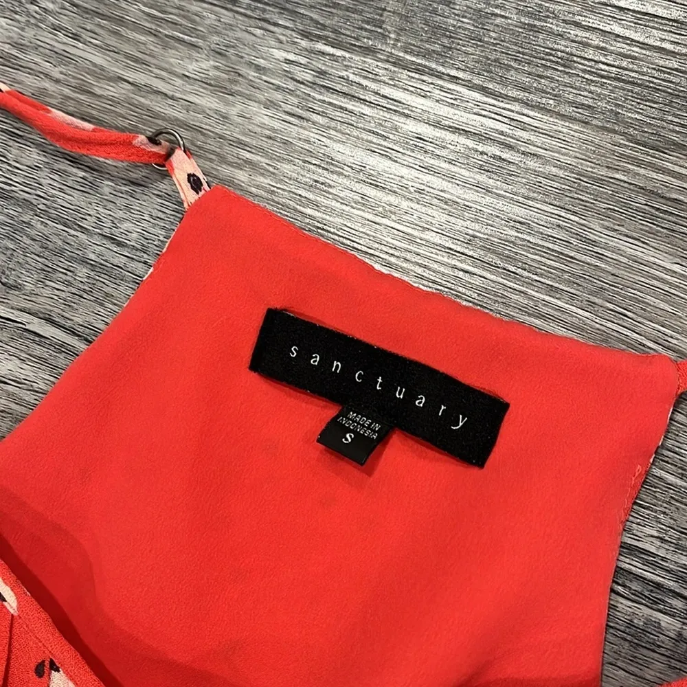 Sanctuary Red and White Floral pleated dress - small - Image 8