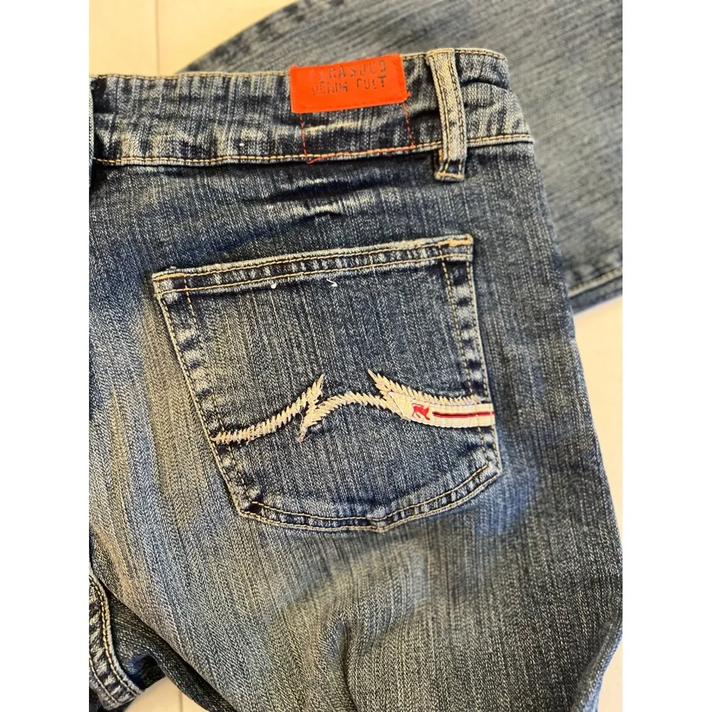 Parasuco Denim Cult Bootcut Jeans Embellished Pockets Blue Wash Size 31 Y2K Rock - Image 9